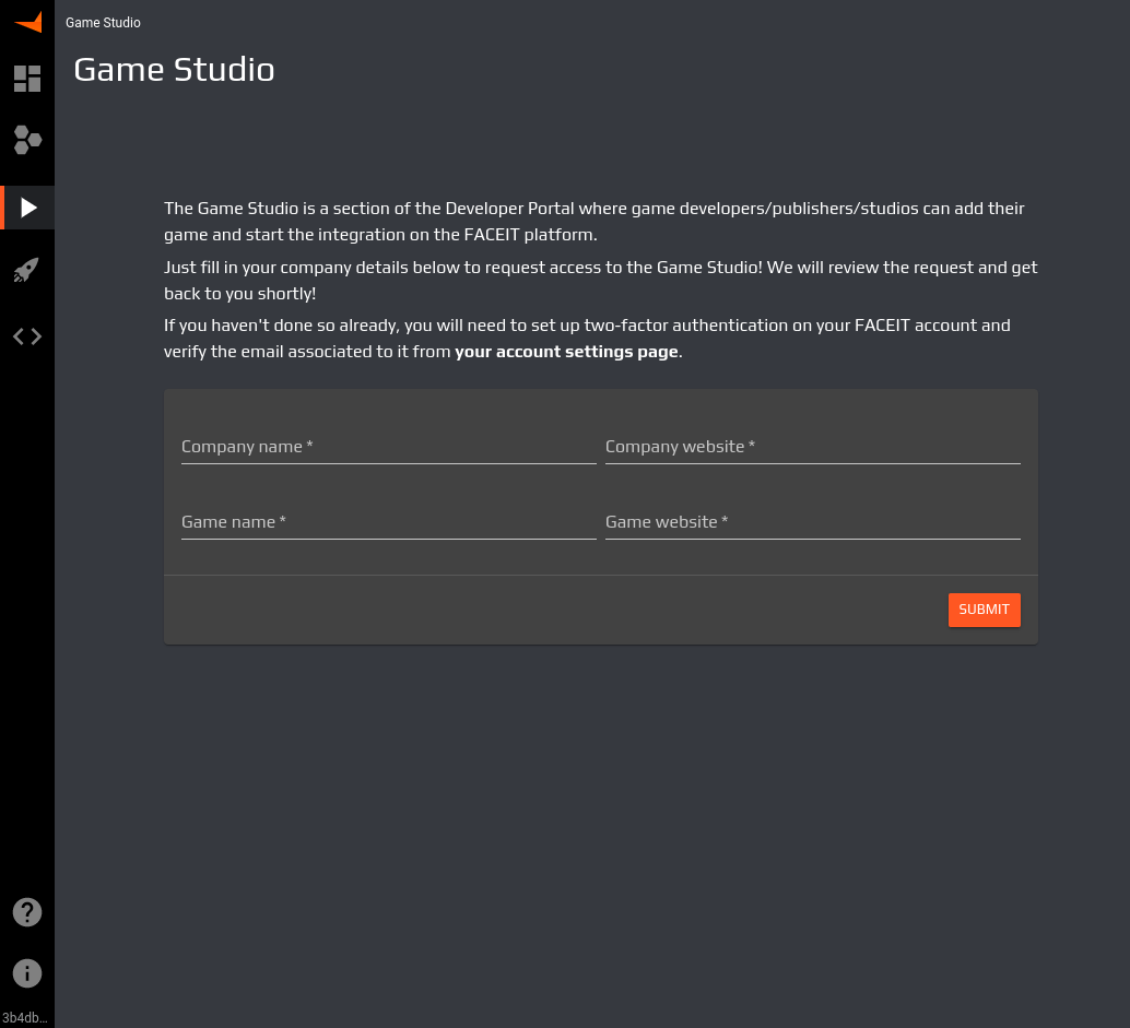 Game Developer Access Request Form